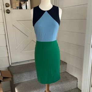 Diane Von Furstenberg Blue and Green Colorblock Dress